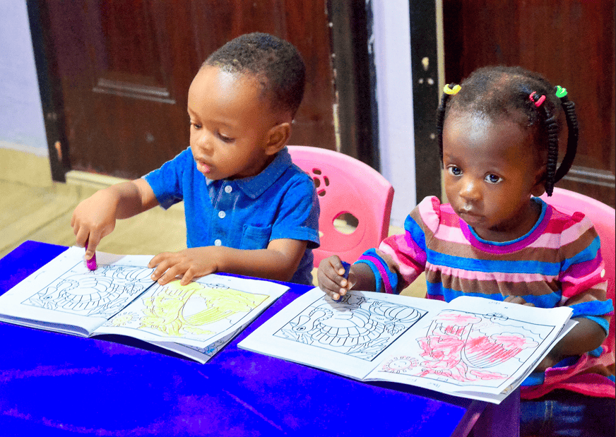 Children's library with colorful books